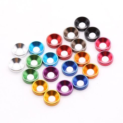 مجموعة غسالات تشينلو من سبائك الألومنيوم ذات الرأس الغاطسة متعددة الألوان M2 M2.5 M3 M4 M5، 40 قطعة، لإصلاح المصانع (M2) in Kuwait