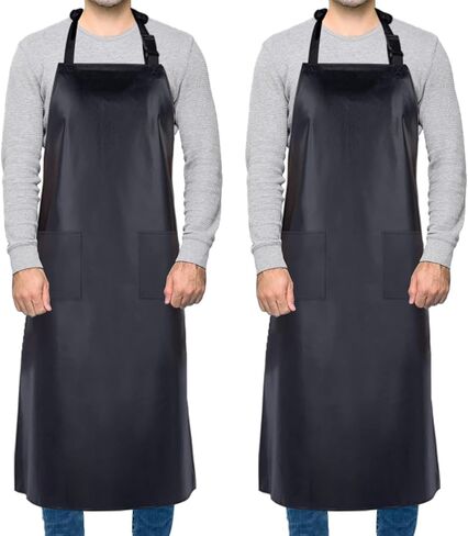 Homsolver 2 Pack Waterproof Rubber Aprons, Heavy Duty Butcher for Men, Chemical Vinyl Plastic Aprons for Dishwashing in Kuwait