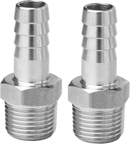 تركيبات خرطوم شائك من الفولاذ المقاوم للصدأ، 3/8 بوصة خرطوم بارب إلى 1/2 بوصة ذكر NPT تركيب مشروب منزلي هواء وقود مائي، in Kuwait