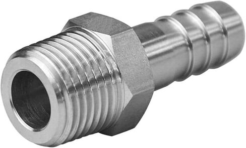 تركيبات خرطوم شائك من الفولاذ المقاوم للصدأ، 3/8 بوصة خرطوم بارب إلى 1/2 بوصة ذكر NPT تركيب مشروب منزلي هواء وقود مائي، in Kuwait