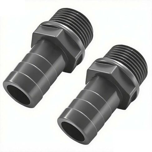 2 Pcs PVC Tube Fitting Barbed Hose Connector 1-1/4" Male PVC Pipe Fittings Black in Saudi Arabia