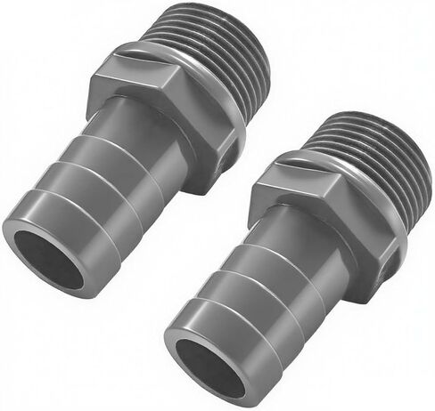 2 Pcs PVC Tube Fitting Barbed Hose Connector 1-1/4" Male PVC Pipe Fittings Black in Saudi Arabia