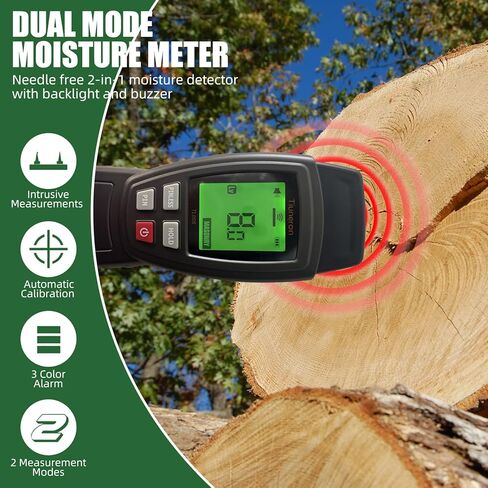 Dual Mode Moisture Meter for Wood and Building Materials, Pin & Pinless 2-in-1 Moisture Detector with Backlight & Buzzer, Digital Water Leak Tester for Hardwood, Softwood, Drywall & Masonry in Saudi Arabia