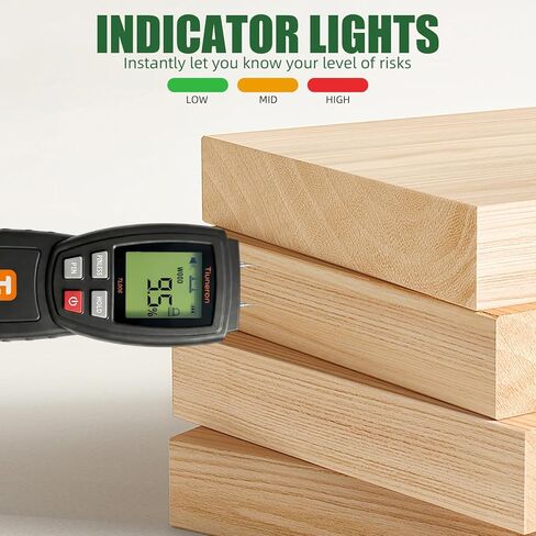 Dual Mode Moisture Meter for Wood and Building Materials, Pin & Pinless 2-in-1 Moisture Detector with Backlight & Buzzer, Digital Water Leak Tester for Hardwood, Softwood, Drywall & Masonry in Saudi Arabia