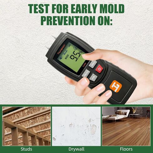 Dual Mode Moisture Meter for Wood and Building Materials, Pin & Pinless 2-in-1 Moisture Detector with Backlight & Buzzer, Digital Water Leak Tester for Hardwood, Softwood, Drywall & Masonry in Saudi Arabia