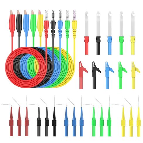 طقم مسبار خلفي مكون من 30 قطعة من Vibit للسيارات، قابس الموز إلى موصلات اختبار مشبك التمساح، مجموعة أدوات اختبار المسبار الخلفي مع مسبار ثقب الأسلاك، مجموعة موصلات اختبار معزولة لأجهزة القياس المتعددة والاختبار الكهربائي in Kuwait