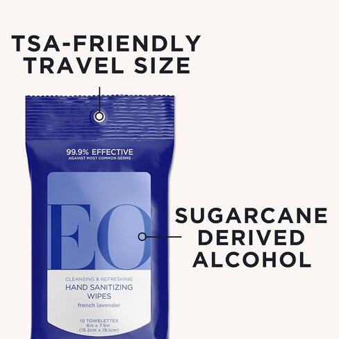 EO Sanitizing Hand Wipes, Organic Lavender, Biodegradable, Pack of 10 Wipes in Kuwait