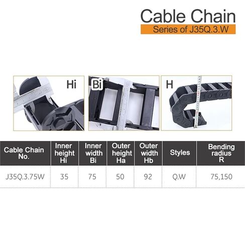 1-Meter Cable Drag Chain Series of J35Q.3.W Connection -Bridge Type Exterior Opening(150mm) in Saudi Arabia