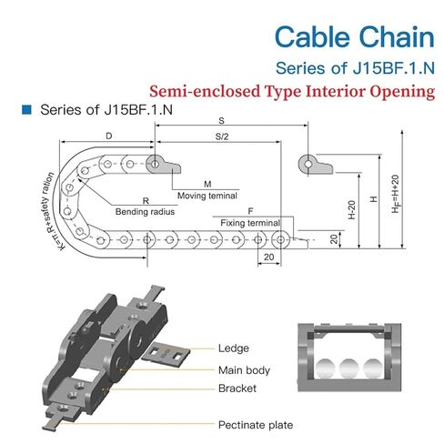 Cable Chain Semi-Enclosed Interior Opening 15x15 15x20 15x30 Drag Plastic Towline Transmission Machine Accessories(48mm,15x50 mm) in Saudi Arabia