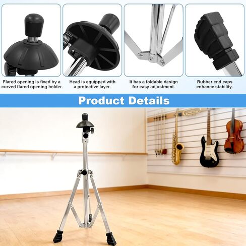 Retractable Trombone Stand with Height Adjustment, Triangular Stable for Standard Sized Trombone (Silver) in Kuwait