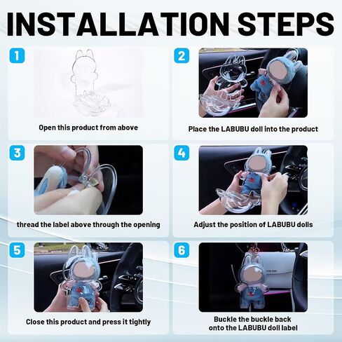 حالة الحماية من Labubu - غطاء واقي واضح مع حزام السيليكون لشكل معكرون مثير ، عرض مقاوم للغبار ومحمولة للمقتنيات in Kuwait