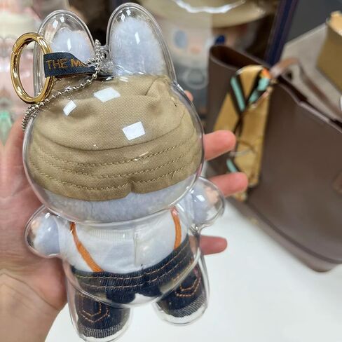 حالة الحماية من Labubu - غطاء واقي واضح مع حزام السيليكون لشكل معكرون مثير ، عرض مقاوم للغبار ومحمولة للمقتنيات in Kuwait