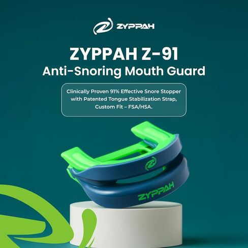 ZYPPAH Z-91 واقي الفم المضاد للشخير - مثبت سريريًا بنسبة 91٪ سدادة شخير فعالة مع حزام تثبيت اللسان الحاصل على براءة اختراع - مقاس مخصص in Kuwait