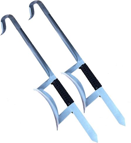 33 14 بوصة طقم مكون من قطعتين من الفولاذ المقاوم للصدأ سيف صيني مع قبضة ملفوفة بحبال سوداء على مقابض وظيفية بالكامل (فضي) in Kuwait