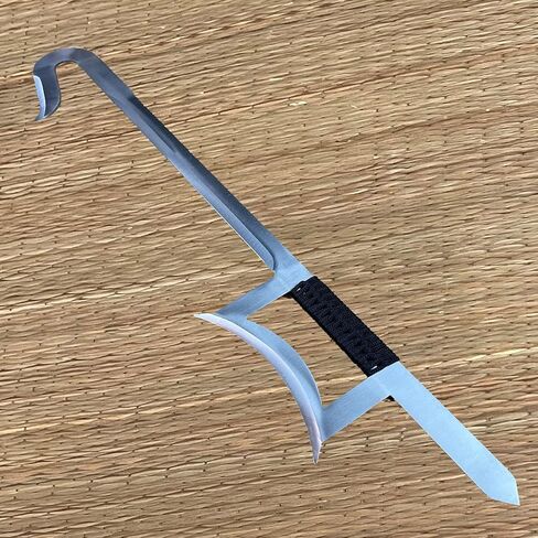 33 14 بوصة طقم مكون من قطعتين من الفولاذ المقاوم للصدأ سيف صيني مع قبضة ملفوفة بحبال سوداء على مقابض وظيفية بالكامل (فضي) in Kuwait