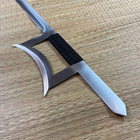 33 14 بوصة طقم مكون من قطعتين من الفولاذ المقاوم للصدأ سيف صيني مع قبضة ملفوفة بحبال سوداء على مقابض وظيفية بالكامل (فضي) in Kuwait