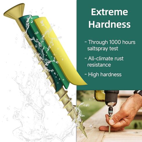 Deck Screws 2-1/2 Inch, Wood Screws #10x2-1/2, 62 PCS 1lb, Rust Resistant Exterior Epoxy Coated Outdoor Decking Screws, Torx/Star Drive Head Deck Screw, T25 Star Bit Included, Tan by EASTPUK in Kuwait