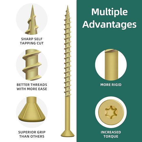 Deck Screws 2-1/2 Inch, Wood Screws #10x2-1/2, 62 PCS 1lb, Rust Resistant Exterior Epoxy Coated Outdoor Decking Screws, Torx/Star Drive Head Deck Screw, T25 Star Bit Included, Tan by EASTPUK in Kuwait