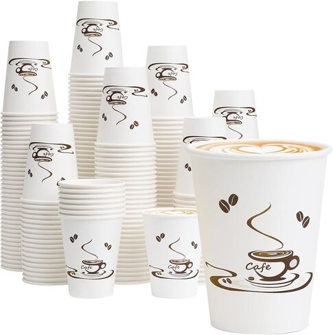 Lamosi Coffee Cups 12 oz 240 Pack, Disposable Paper Cups for Hot or Cold Drinks, Insulated Leakproof Cup for Cafe, Office, hotel and Home in Saudi Arabia