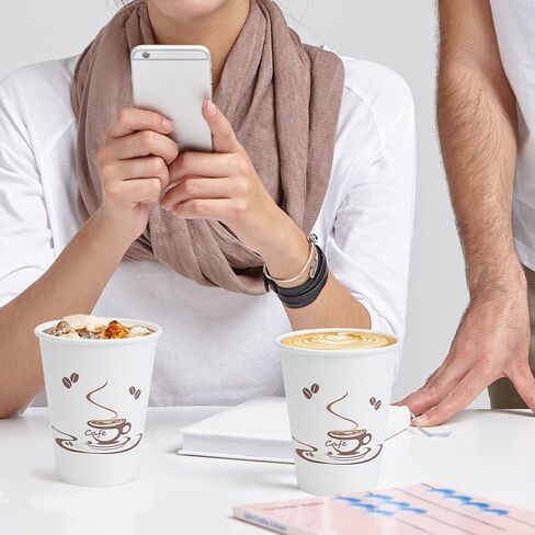 Lamosi Coffee Cups 12 oz 240 Pack, Disposable Paper Cups for Hot or Cold Drinks, Insulated Leakproof Cup for Cafe, Office, hotel and Home in Saudi Arabia