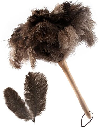 THARAHT 2PCS Ostrich Feather Duster 16 Inch Fluffy Natural with Wood Handle Reusable Washable for Cleaning Keyboard,Home,Car,Office Ostrich Feather Duster in Saudi Arabia