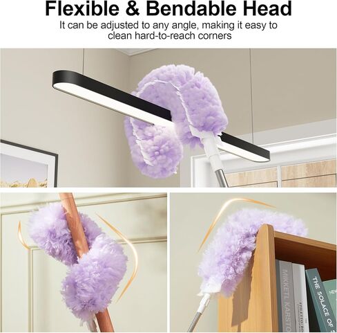 JOYMOOP منظف مروحة السقف منفضة ومنفضة نسيج العنكبوت مع عمود تمديد، مقبض 28-98 بوصة و6 عبوات للأسقف العالية والأثاث in Kuwait