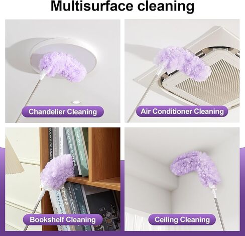 JOYMOOP منظف مروحة السقف منفضة ومنفضة نسيج العنكبوت مع عمود تمديد، مقبض 28-98 بوصة و6 عبوات للأسقف العالية والأثاث in Kuwait