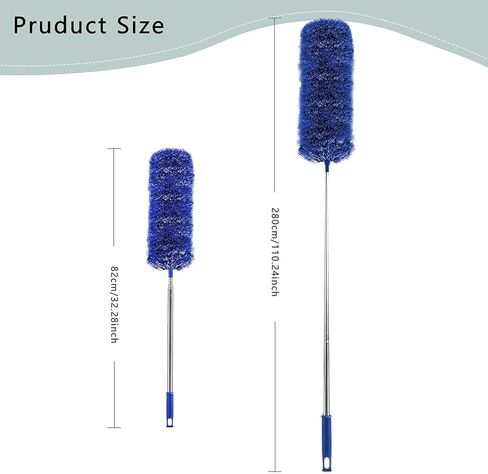 Dusters for Cleaning High Ceiling Fan, Microfiber Feather Duster with 30'' to 100'' Telescoping Extension Pole, Long Extendable Duster for Home Car Furniture Cobweb - Blue in Saudi Arabia