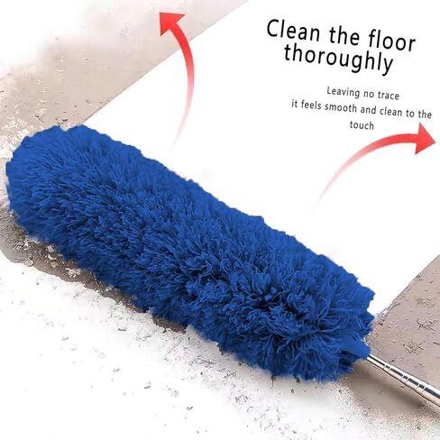 Dusters for Cleaning High Ceiling Fan, Microfiber Feather Duster with 30'' to 100'' Telescoping Extension Pole, Long Extendable Duster for Home Car Furniture Cobweb - Blue in Saudi Arabia