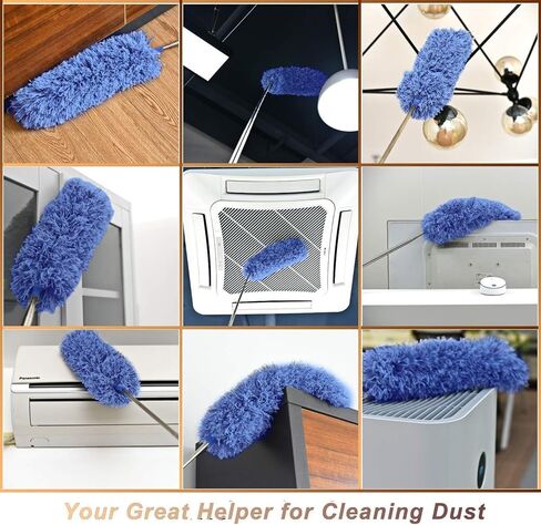 Dusters for Cleaning High Ceiling Fan, Microfiber Feather Duster with 30'' to 100'' Telescoping Extension Pole, Long Extendable Duster for Home Car Furniture Cobweb - Blue in Saudi Arabia
