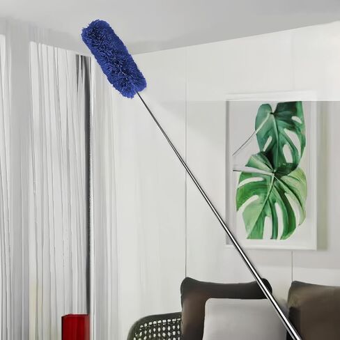 Dusters for Cleaning High Ceiling Fan, Microfiber Feather Duster with 30'' to 100'' Telescoping Extension Pole, Long Extendable Duster for Home Car Furniture Cobweb - Blue in Saudi Arabia