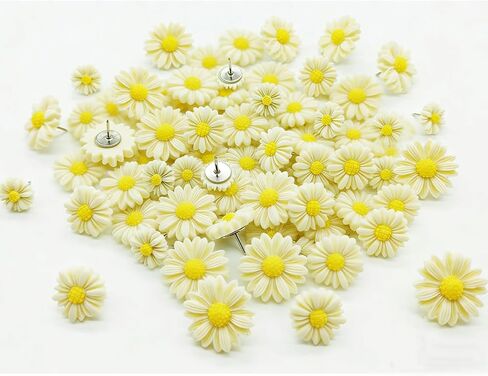 Resin Daisy Flowers Push Pins Set, 30 Pcs Flatback Decorative Daisy Thumb Tack Mini Decorated Daisies Pushpins for Cork Board Bulletin Board Photos Wall Home Office Classroom Decoration (Blue) in Kuwait