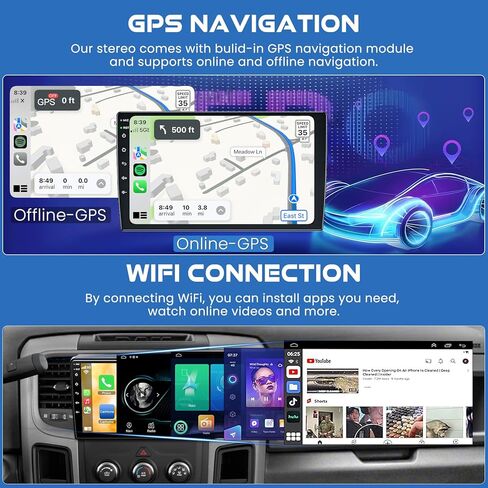 8 Core QLED Screen 1280 * 800 Car Radio Double Din Android 13 GPS Navigation Stereo with Wireless Carplay Android Auto, FM/AM, Bluetooth,Steering Wheel Control,DSP in Kuwait