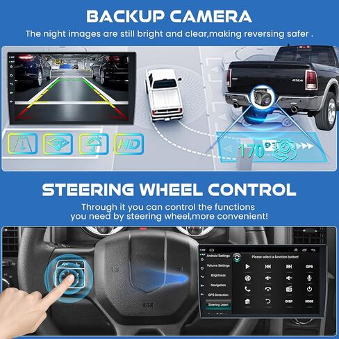 8 Core QLED Screen 1280 * 800 Car Radio Double Din Android 13 GPS Navigation Stereo with Wireless Carplay Android Auto, FM/AM, Bluetooth,Steering Wheel Control,DSP in Kuwait
