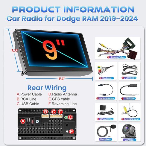 8 Core QLED Screen 1280 * 800 Car Radio Double Din Android 13 GPS Navigation Stereo with Wireless Carplay Android Auto, FM/AM, Bluetooth,Steering Wheel Control,DSP in Kuwait