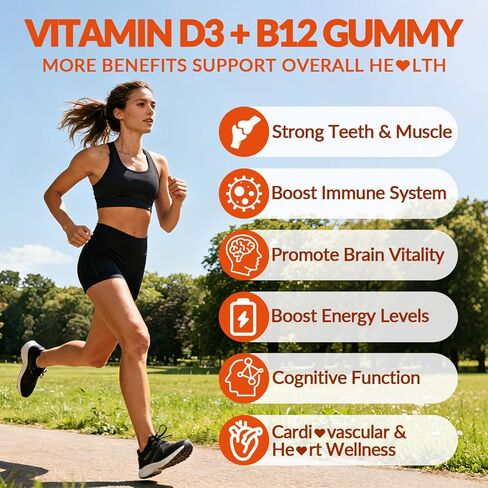 WEEVIT Vitamin D3 B12 Gummies, Vitamin D 10000IU & 500mcg Methyl B12 with Vitamin A, C, K, Calcium, Magnesium, Zinc for Women & Men, Support Eye, Bone, Energy in Saudi Arabia