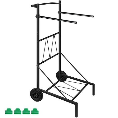 حامل حقيبة أوراق معدنية، حامل أكياس قمامة قابل للتعديل بسعة 50-55 جالون، عربة أكياس قمامة ذات تصميم إضافي الارتفاع مع عجلات، حامل أكياس القمامة مناسب لتنظيف الفناء والحديقة والتخييم والتجمع in Kuwait