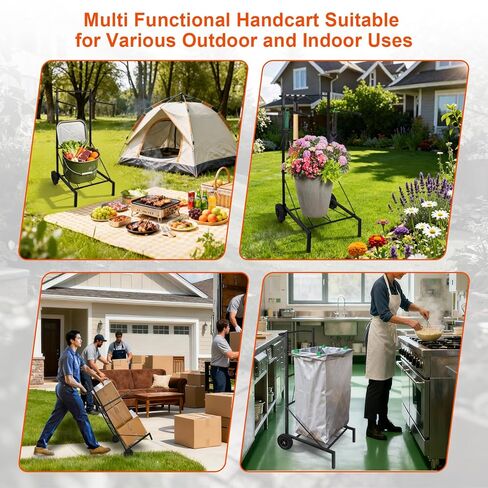 حامل حقيبة أوراق معدنية، حامل أكياس قمامة قابل للتعديل بسعة 50-55 جالون، عربة أكياس قمامة ذات تصميم إضافي الارتفاع مع عجلات، حامل أكياس القمامة مناسب لتنظيف الفناء والحديقة والتخييم والتجمع in Kuwait