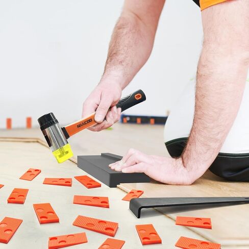 أدوات الأرضيات المصفحة/الفينيل من NAACOO، كتلة التنصت للأرضيات الخشبية من الفينيل - مزدوجة الجوانب مع شقوق، قضيب سحب، 40 قطعة فواصل أرضية، مطرقة مطاطية. مجموعة تركيب الأرضيات العالمية. in Kuwait