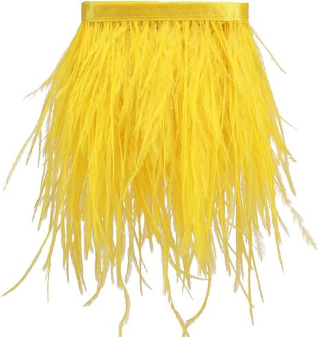 شريط ريش النعام للخياطة بأهداب للحرف اليدوية وإكسسوارات الملابس فستان الزفاف اللاتيني DIY 2 ياردة عرض 4-6 بوصة (أسود) in Kuwait