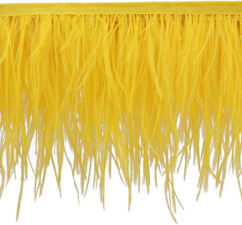 شريط ريش النعام للخياطة بأهداب للحرف اليدوية وإكسسوارات الملابس فستان الزفاف اللاتيني DIY 2 ياردة عرض 4-6 بوصة (أسود) in Kuwait