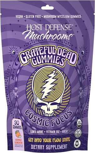Host Defense Cosmic Focus Grateful Dead Gummies - Mushroom Gummies with Lion’s Mane, B12 & Niacin - Supports Focus, Memory, Brain Function & Mental Energy (30 Servings) in Saudi Arabia