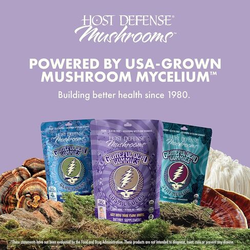 Host Defense Cosmic Focus Grateful Dead Gummies - Mushroom Gummies with Lion’s Mane, B12 & Niacin - Supports Focus, Memory, Brain Function & Mental Energy (30 Servings) in Saudi Arabia
