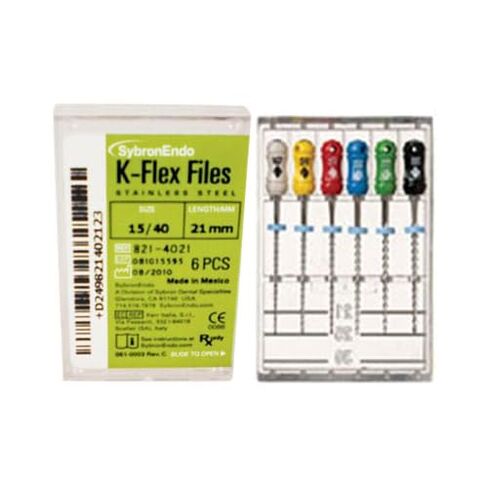 كير الأسنان 821-4021 SybronEndo الفولاذ المقاوم للصدأ K-فليكس الملفات 21 مم #15-40 6/Pk in Kuwait