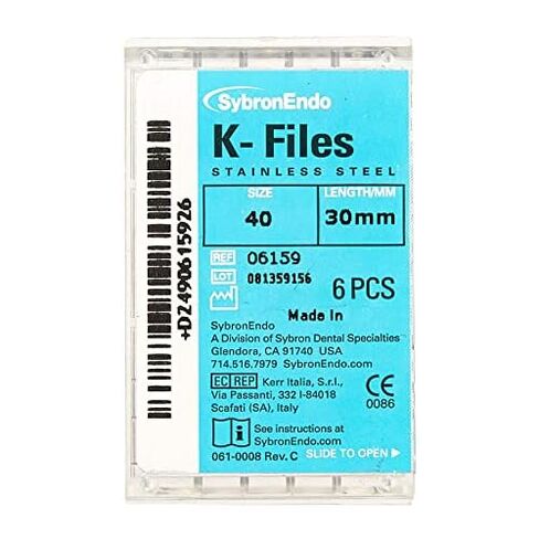 كير طب الأسنان 06159 SybronEndo اللبية K-ملفات 30 مم #40 الفولاذ المقاوم للصدأ 6/Bx in Kuwait
