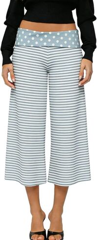 Fold Over Capri Pants for Women Low Rise Wide Leg Yoga Capris Summer Cute Going Out Flowy Gaucho Pants Streetwear in Saudi Arabia