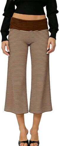 Fold Over Capri Pants for Women Low Rise Wide Leg Yoga Capris Summer Cute Going Out Flowy Gaucho Pants Streetwear in Saudi Arabia