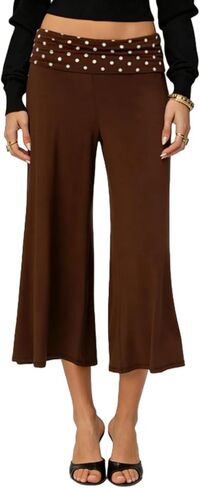 Fold Over Capri Pants for Women Low Rise Wide Leg Yoga Capris Summer Cute Going Out Flowy Gaucho Pants Streetwear in Saudi Arabia