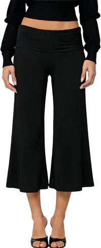 Fold Over Capri Pants for Women Low Rise Wide Leg Yoga Capris Summer Cute Going Out Flowy Gaucho Pants Streetwear in Saudi Arabia