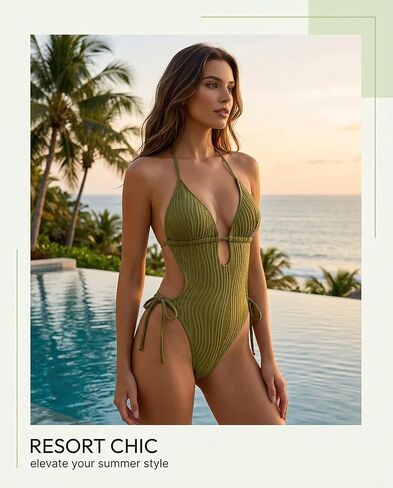 Green Halter Tie Swimsuit, M in Saudi Arabia
